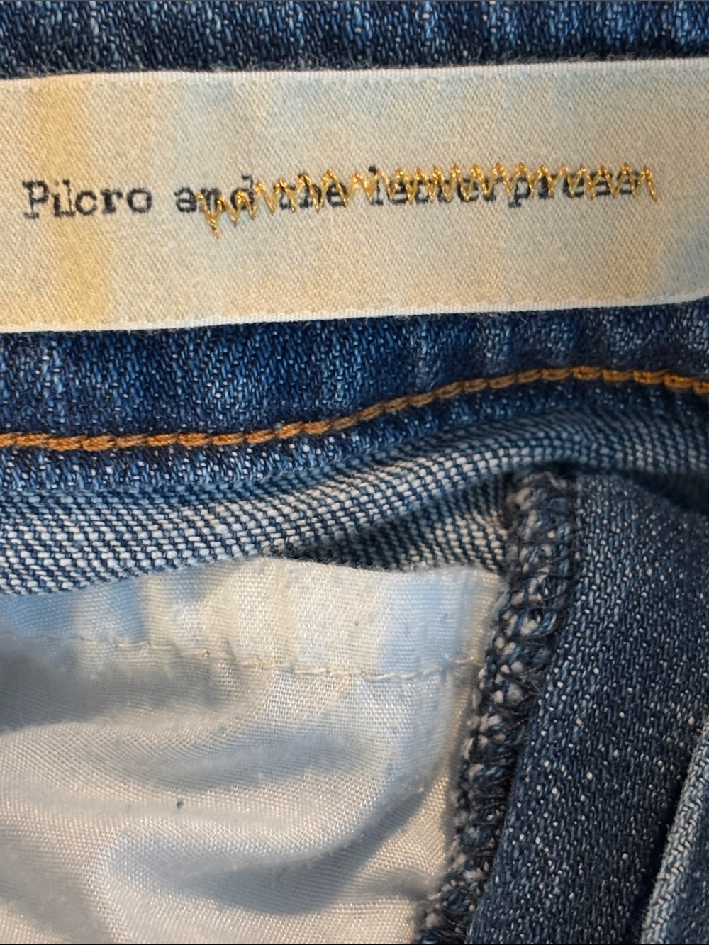 Anthropologie 🩷 Pilcro Distressed Denim Skirt with Embroidered Fringe Hem